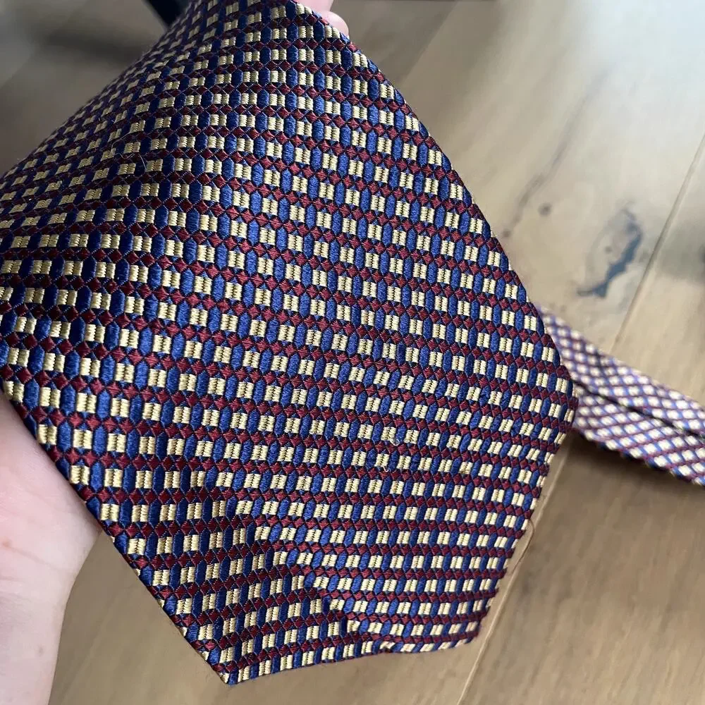 Vintage Nautica 100% Silk Tie - Geometric Pattern, Vibrant Colors